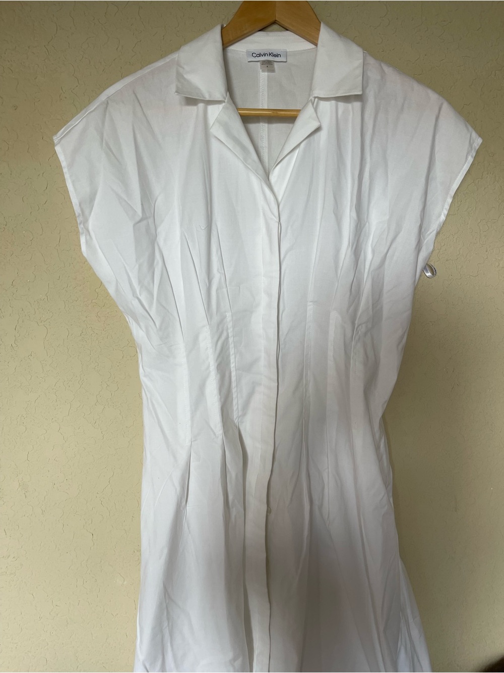 Calvin Klein White Short-Sleeve Button-Front Shirt Dress